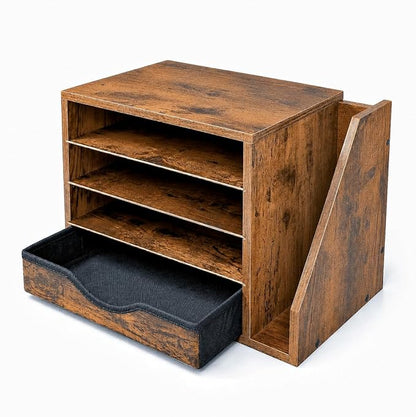 Wooden Desk Organizer with Drawers, 4 Tier Office File Organizer Wood, Paper - Image 2