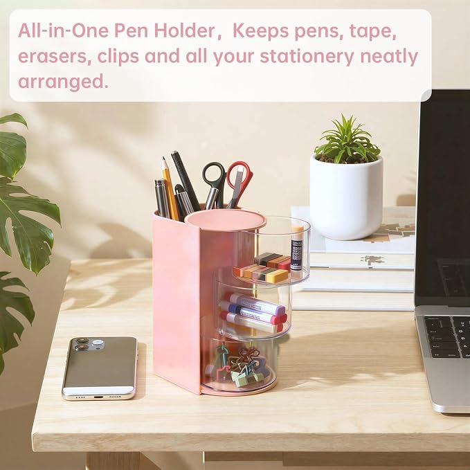Clear Hair Accessories Organizer & Hair Brush Holder, Rotatable Makeup Brush - Image 6