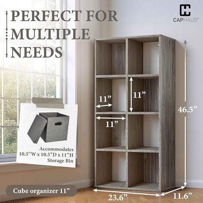 CAPHAUS 8-Cube Storage Organizer Shelf Bookcase, Dark Grey - Image 3