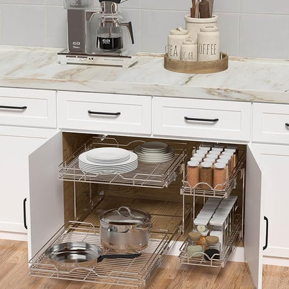 OCG 2 Tier Pull Out Cabinet Organizer, Pull Out Shelves - Image 3