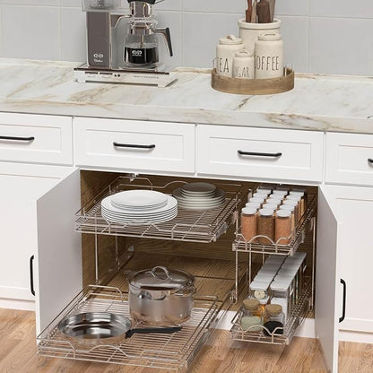 OCG 2 Tier Pull Out Cabinet Organizer, Pull Out Drawers - Image 3
