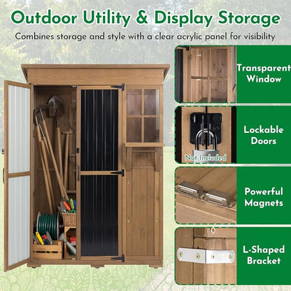 Ketive Outdoor Storage Cabinet, Large Wood & Metal Garden Shed - Image 4