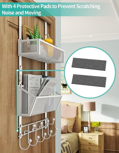 HapiRm Over Door Hook with 2 Mesh Baskets and 9 Hooks, 304 Stainless Steel No - Image 6