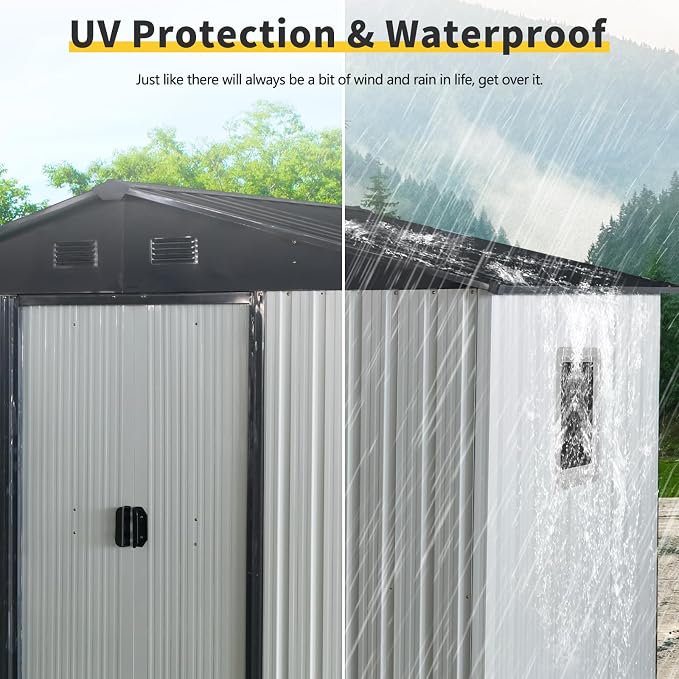 Outdoor Metal Storage Shed Window Ventilation Foundation Frame Waterproof - Image 8