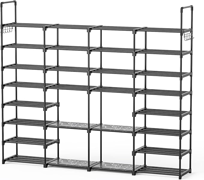 Mavivegue Extra Large Shoe Rack, 8 Tier 4 Rows 72-76 Pairs Big Tall Metal Shoe by Mavivegue