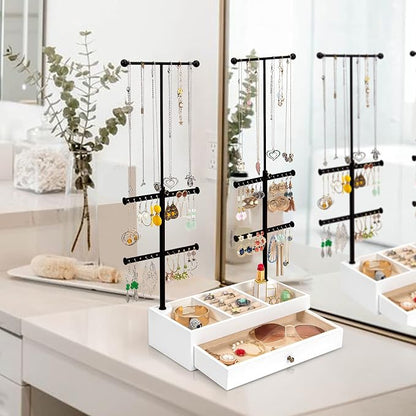 Emfogo Jewelry Organizer Stand Wood Basic Jewelry Drawer Storage Box - Image 2