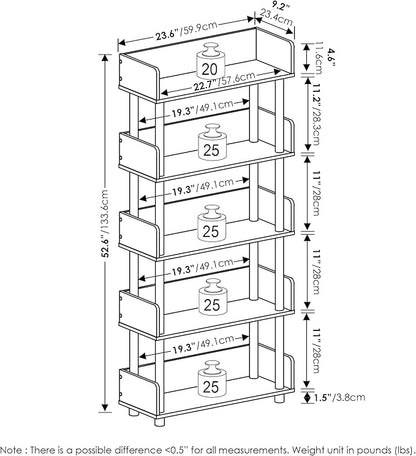 Furinno TURN-N-TUBE 4-Tier Display Shelf, Storage Shelves, Book Shelf, Open - Image 3