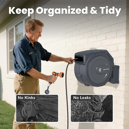Giraffe Tools AW30 Wall Mounted 1/2" x 100 ft Garden Hose Reel, Retractable - Image 4