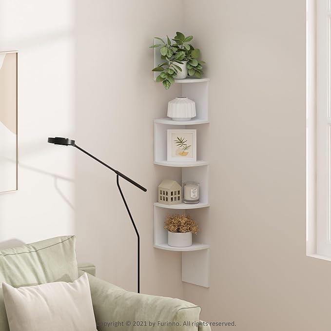 Furinno Rossi 5-Tier Wall Mount Floating Radial Corner Shelf - Image 2
