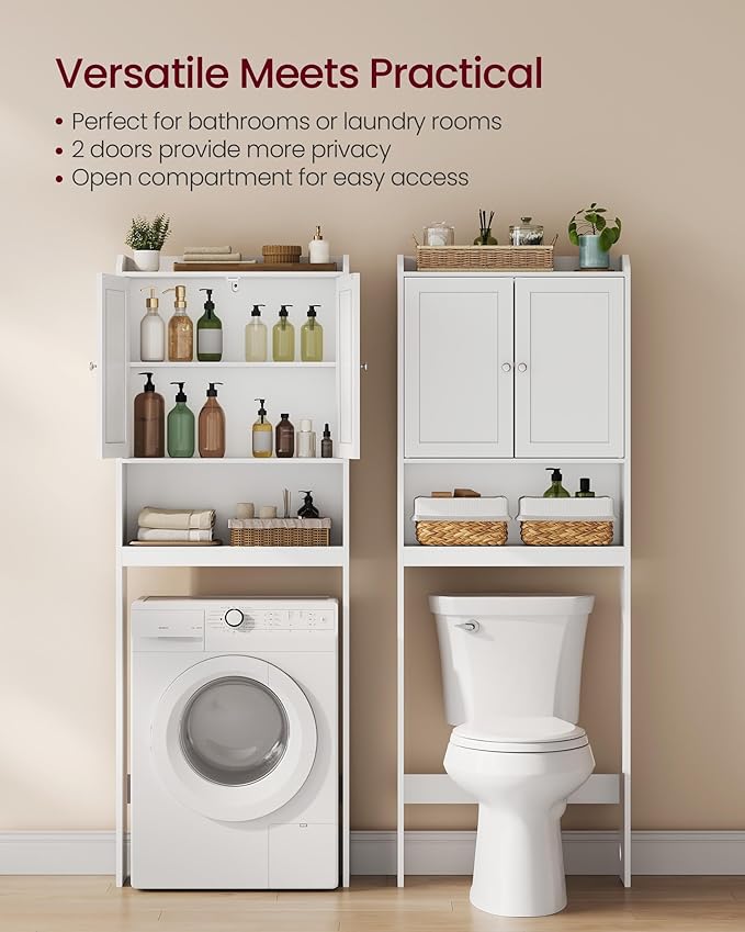 VASAGLE Over the Toilet Storage Cabinet, Adjustable Shelves, Space-Saving | - Image 4