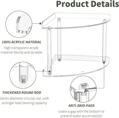 2 Tier Acrylic Corner Shelf Organizer Storage 9.5x9.5x8 Inch, Transparent - Image 5