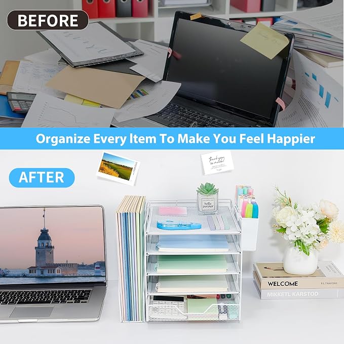 Desk Organizers and Accessories, 5-Tier Paper Letter Tray Organizer - Image 4