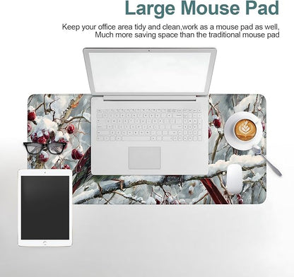 Winter Cardinal Bird Gaming Mouse Pad 31.5"x11.8"Desk Mat Anti-Slip Rubber Base - Image 6