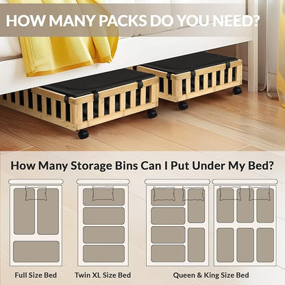 2 Pack Bamboo Under Bed Storage - Image 3