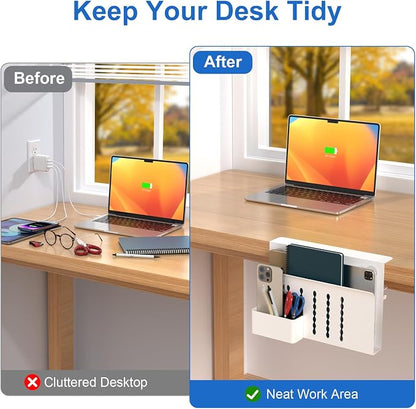 HAMOPY Desk Side Storage, Single-Layer Steel Hanging Desk Organizer - Image 4