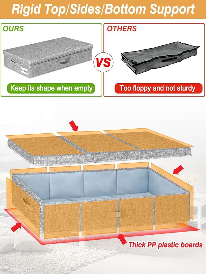 punemi Under Bed Storage With Lids, 2 Pack Large Underbed Storage Containers - Image 3