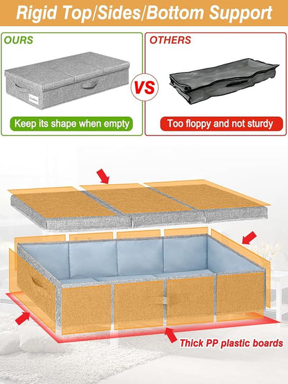 punemi Under Bed Storage With Lids, 2 Pack Large Underbed Storage Containers - Image 3