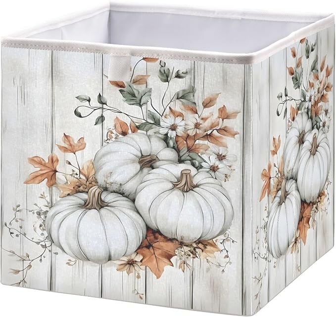 White Pumpkin Wood Closet Organizers Storage Cubes Storage Bins Shelf Baskets by Unknown