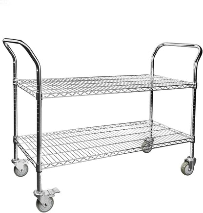 Northsky 2-Shelf Wire Utility Cart on Wheels, Chrome Finish Rolling Metal by NorthSky