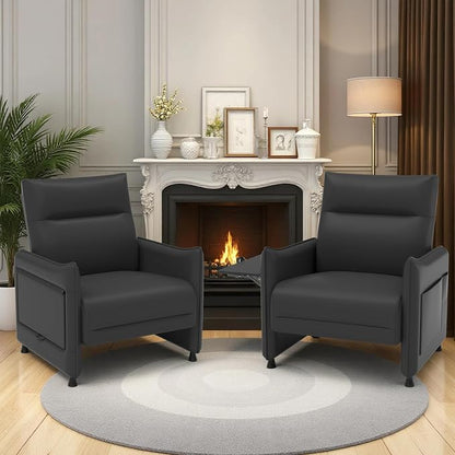 Upholstered Accent Sofas Set of 2, Modern Faux Leather Sofa Chairs by Tbillionnext