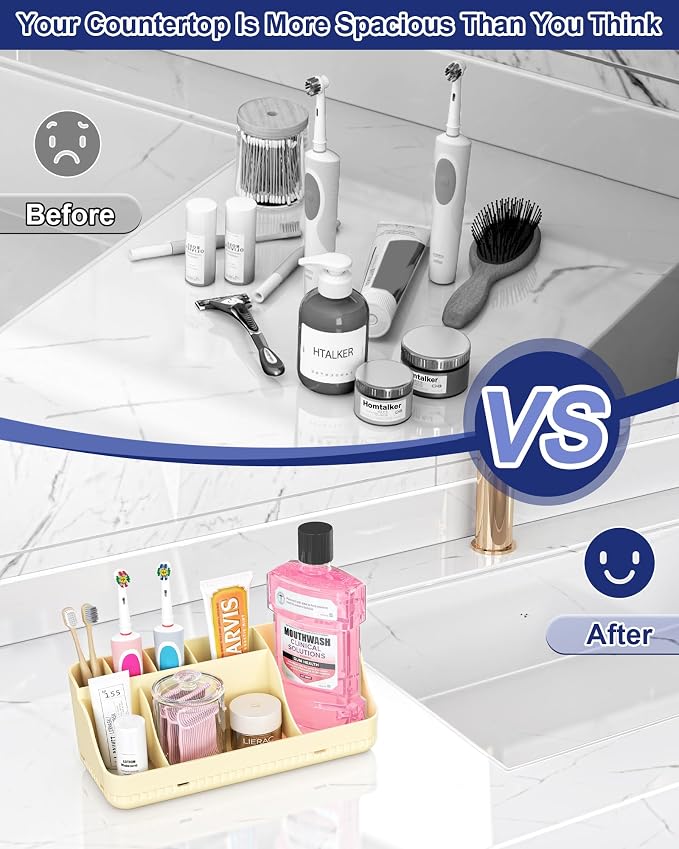 Bathroom Counter Organizer and Storage, 7 Slots Detachable Toothbrush Holders - Image 5