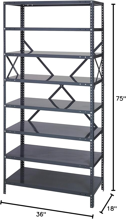 QUANTUM STORAGE SYSTEMS 75-1836-8 IRONMAN Solid Heavy Duty 8 Shelves 75" H x - Image 2