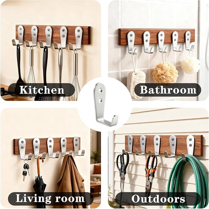8 Pcs Stainless Steel Hooks for Hanging, Heavy Duty Hook, Wall Hooks Key Holder - Image 6