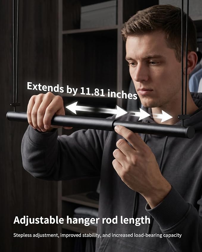 BaiNong Adjustable Closet Hanging Rod 17-30" Black 2 Pack | Closet Rod Extender - Image 4