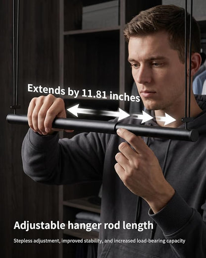 BaiNong Adjustable Closet Hanging Rod 17-30" Black 2 Pack | Closet Rod Extender - Image 4