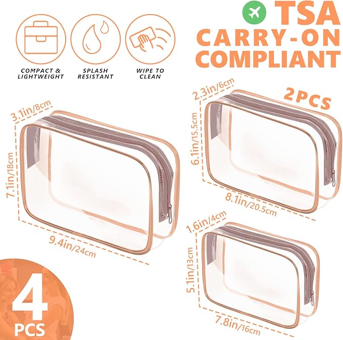AURUZA Clear Makeup Bag, Portable Travel Toiletry Bags - Image 2