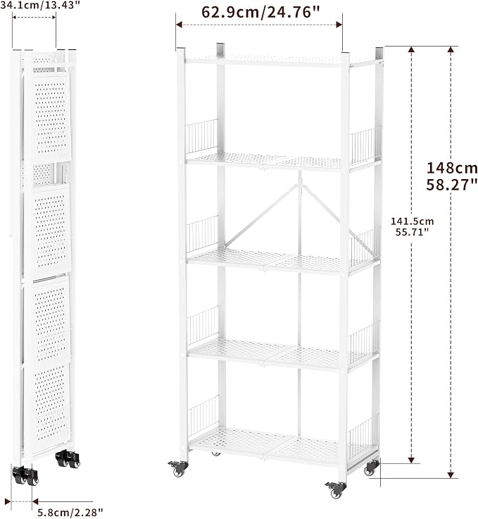 Folding Shelves No Assembly, 5 Tier Foldable Storage Shelves - Image 2