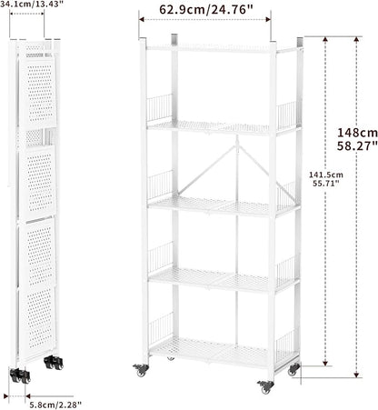 Folding Shelves No Assembly, 5 Tier Foldable Storage Shelves - Image 2