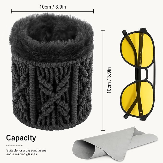 RayLove Glasses Holder for Nightstand, Boho Decor Eyeglass Case, Plush Lined - Image 8