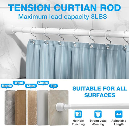 MEXAU 1Pack Spring Tension Curtain Rod 44-77 inch White Small Tension Rod | - Image 6