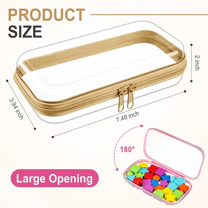 Hoolerry 4 Pcs Hard Clear Zipper Case Makeup Bags Plastic Pencil Pouch - Image 2