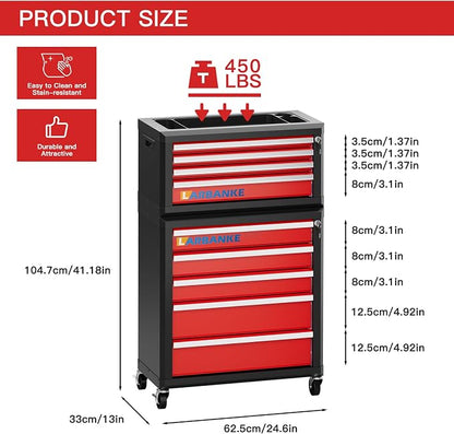 LARBANKE 9-Drawer Rolling Tool Chest, - Image 3
