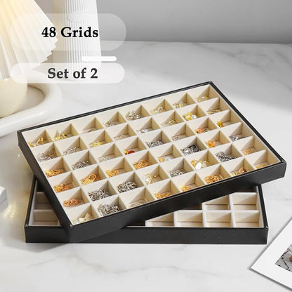 Large Jewelry Organizer Tray 2 Pack, Stackable Jewelry Storage Holder - Image 3