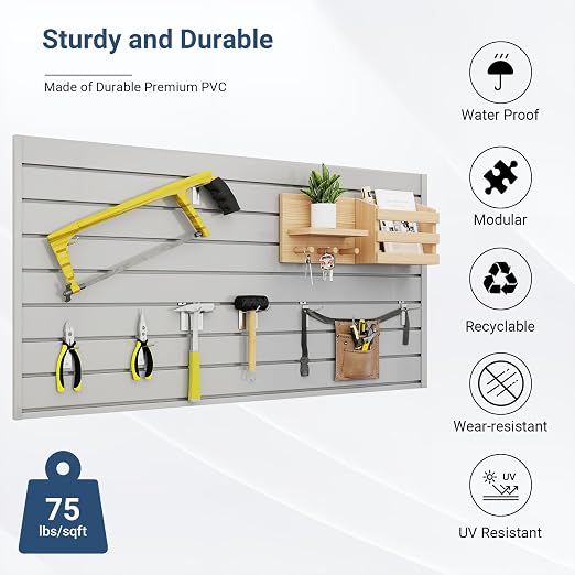 Slatwall Panel 4 FT x 2 FT, Interlocking Slat Wall Paneling, Wall Mounted PVC - Image 3