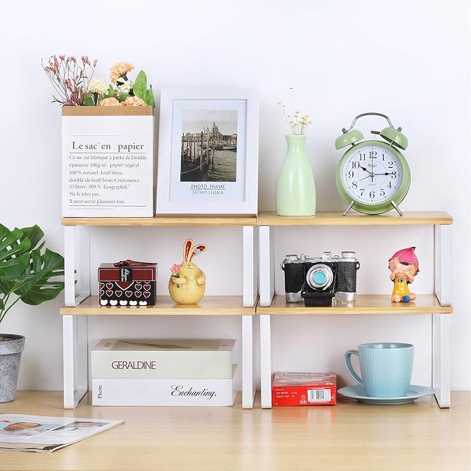 NEX Bamboo Kitchen Cabinet and Counter Shelf Organizer, Stackable & Expandable - Image 5