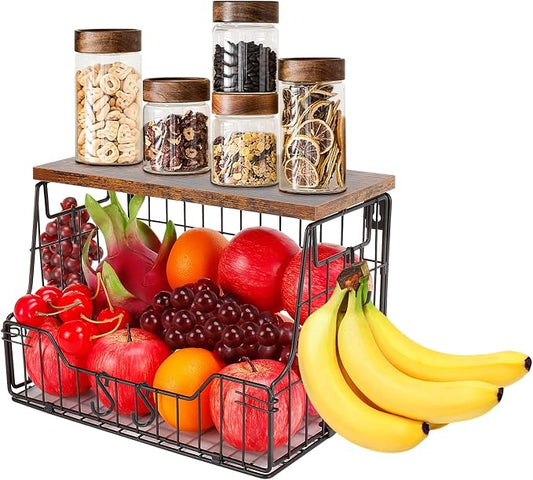 Livabber Fruit Basket for Kitchen, Metal Fruit Vegetable Storage Bin by Livabber