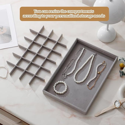 Large Velvet Jewelry Tray 2 Pack Stackable Jewelry Display Drawer Inserts Trays - Image 5