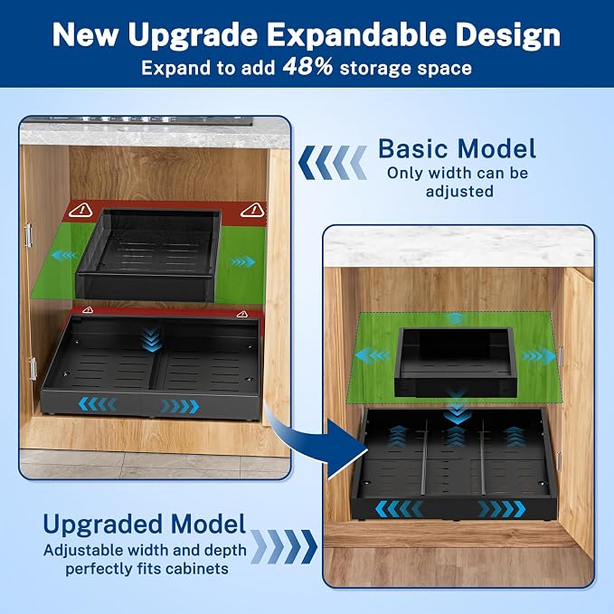 Pull Out Cabinet Organizer ExpandableW &D, Insputer Slide Out Drawers - Image 2