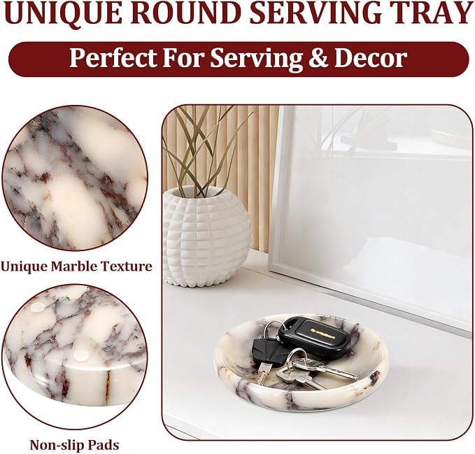 Hipiwe Decorative Key Holder for Entryway Table Round Key Bowl Marble - Image 6