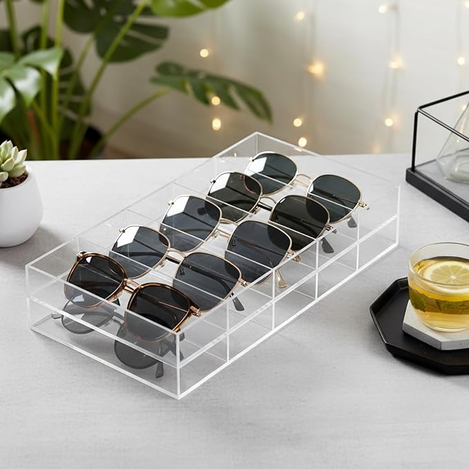 2 PCS Acrylic Sunglasses Organizer, 6 Grids Sunglasses Display Stackable | Easy - Image 7