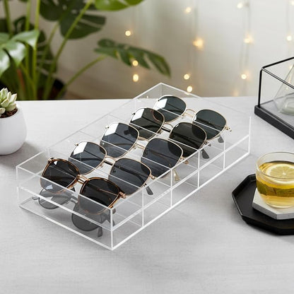 2 PCS Acrylic Sunglasses Organizer, 6 Grids Sunglasses Display Stackable | Easy - Image 7