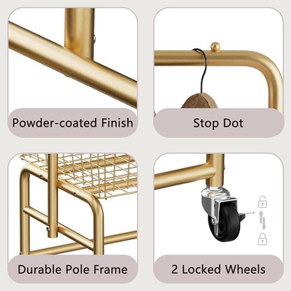 Rolling Laundry Cart with Wheels, Laundry Hamper Basket Organizer with Clothes - Image 6