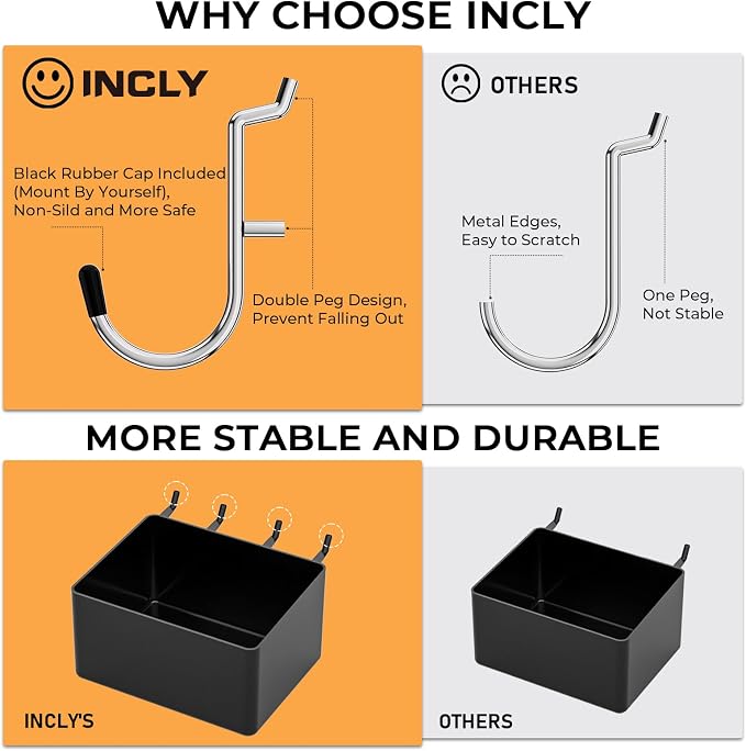 INCLY 120PCS Pegboard Accessories Organizer Kit, Peg Board Hooks Assortment - Image 3