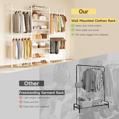 ONBRILL H3 Expandable Wall Mounted Closet System, 5.4FT-8.1FT Closet Organizer - Image 4