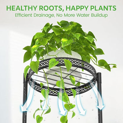 Oppro 3 Tier Large Plant Stand Indoor Outdoor Clearance, Metal Flower Shelf Pot - Image 4