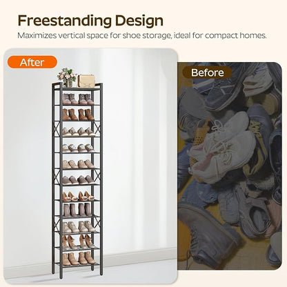 YATINEY 12-Tier Narrow Shoe Rack, Tall Shoe Rack - Image 4